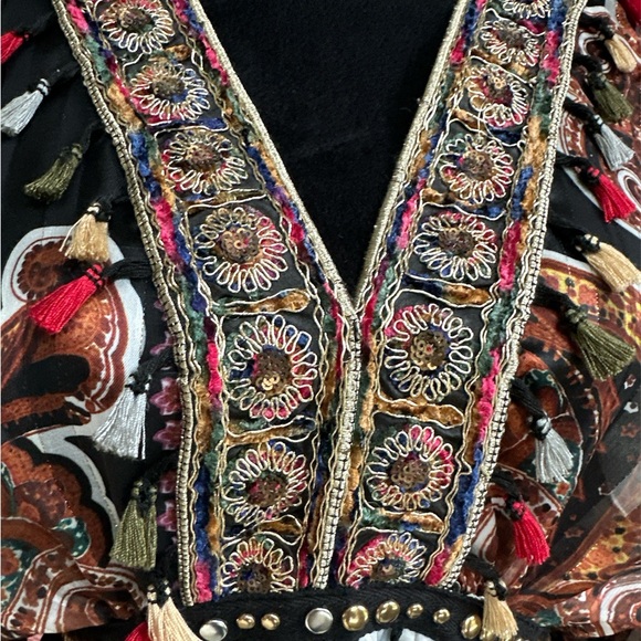 Luxe Moda NWOT Women's Multicolor Shimmery Sheer 3/4 Sleeve Blouse Medium - Picture 4 of 6